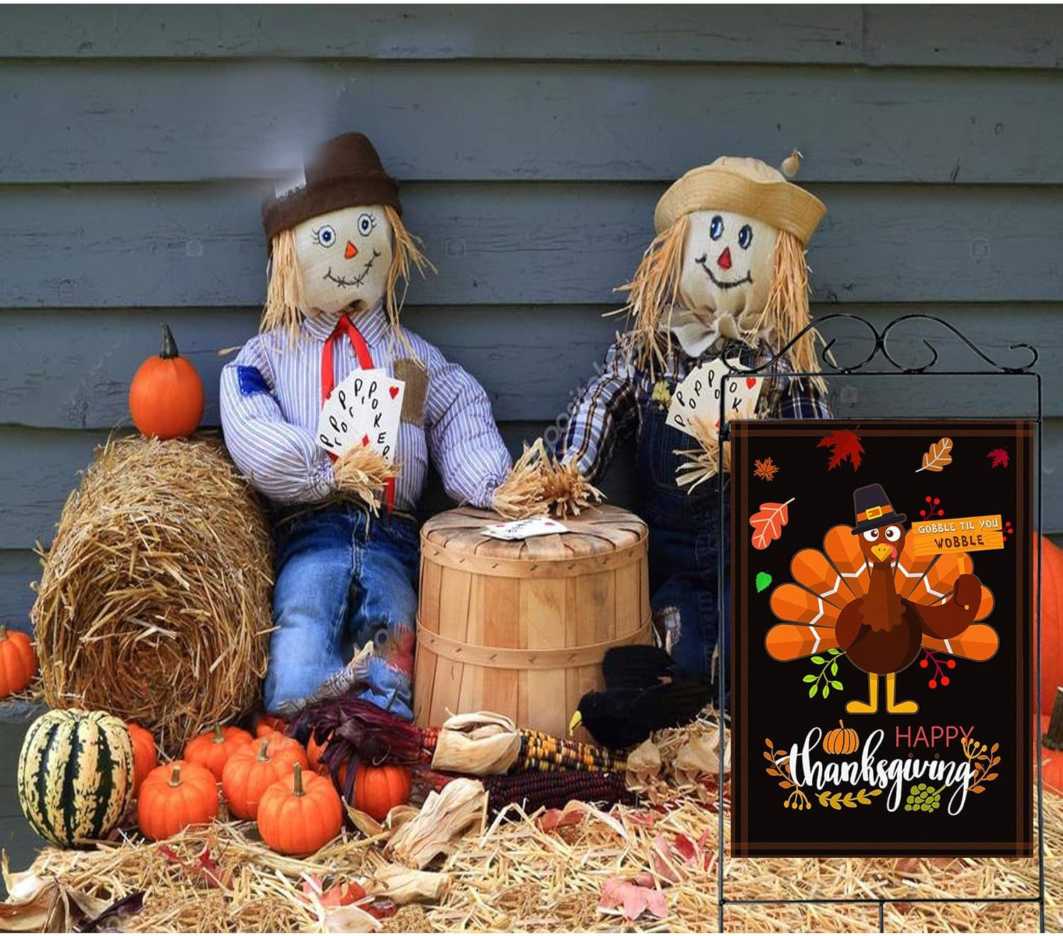 Thanksgiving Garden Flag - 28 X 40 Inch Double-Sided Turkey House Flag for Decoration